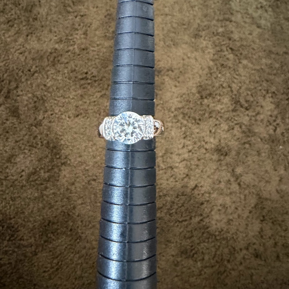 QVC Epiphany Platinum Clad Diamonique Ring - Size 5